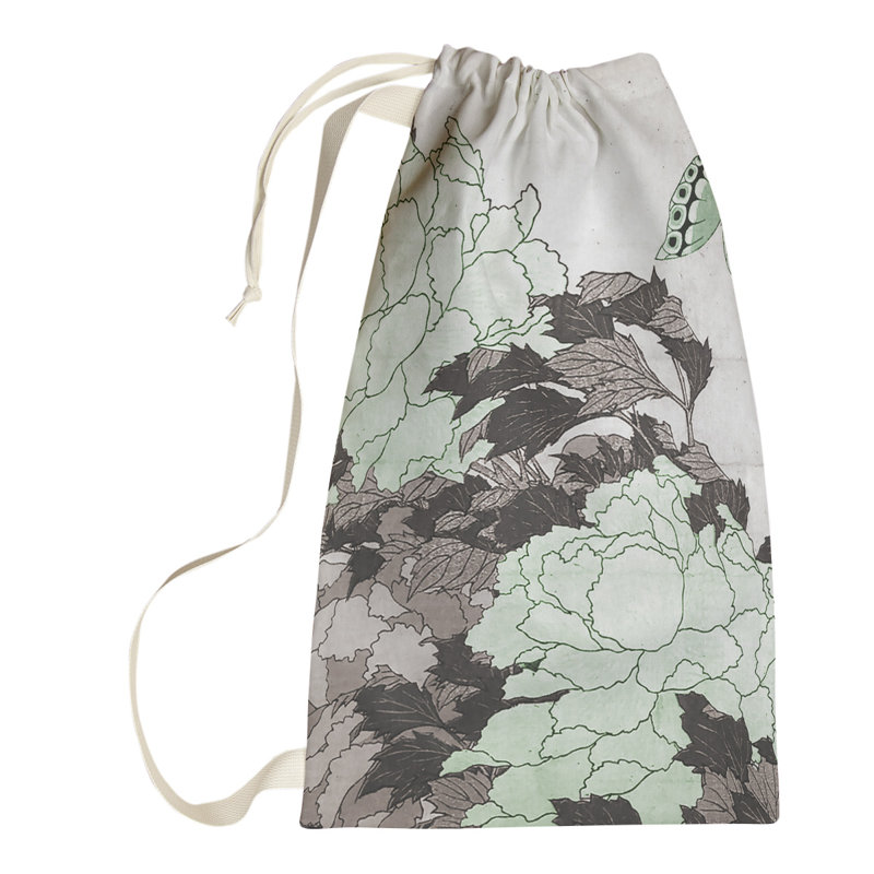 Hague Fabric Laundry Bag with Handles, Large (76.5" H x 29.5" W x 1.5" D), Green/Gray