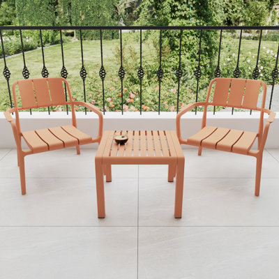 Ensemble de conversation 3 pièces en PP, 2 chaises avec table, meubles polyvalents pour l'intérieur et l'extérieur