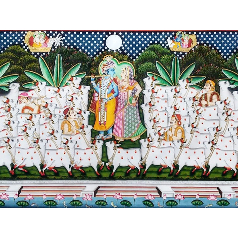 Peinture de Radha Krishna dansant | Art Pichhwai | Par Dheeraj Munot