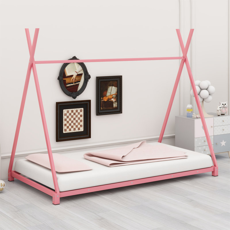 Metal House Platform Bed With Triangle Structure