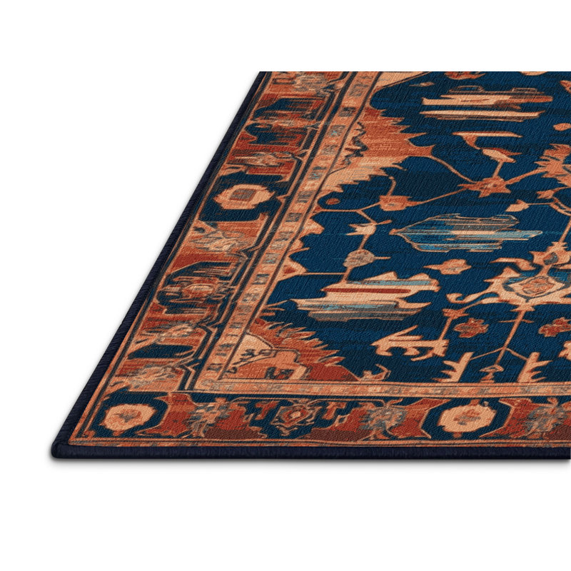 Machine Washable Persian Gray Area Rug, Round 6'