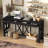 60''Acacia Veneer Console Table With 4 Spacious Drawers, Modern Crisscross Design Entryway Table With Open Bottom Storage-375586034