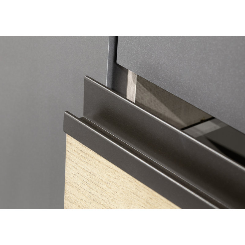 Wardrobe wardrobe set COSTA handle-less front, push-to-open, Grey metallic/Oak artisan