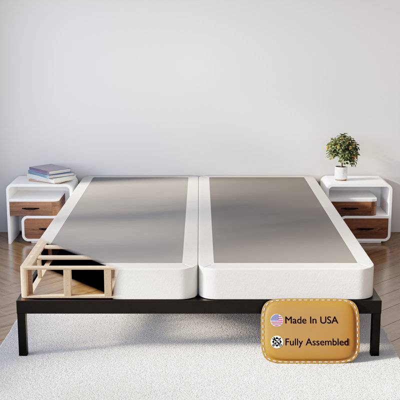 Sommier tapissier / base en bois fendu pour support de matelas, entièrement assemblé, Grand, Profil bas (4 po)