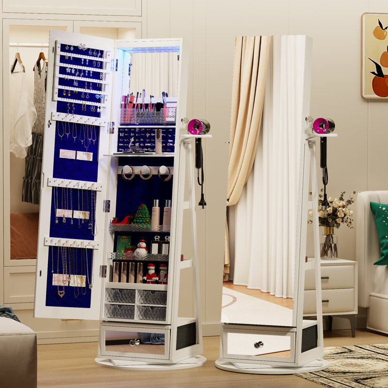 Freestanding Jewelry Armoire, White