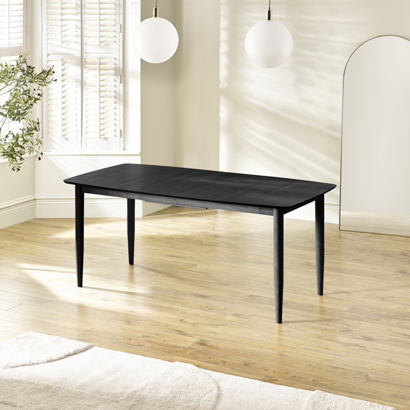 Eriksson Rectangular Solid Wood Extending 6 Seater Dining Table - Modern Scandi Inspired, Black