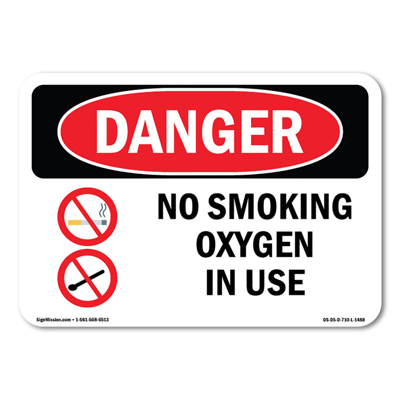 No Smoking Oxygen In Use Decal 5" X 3.5", 3.5" H x 5" W x 0.1" D