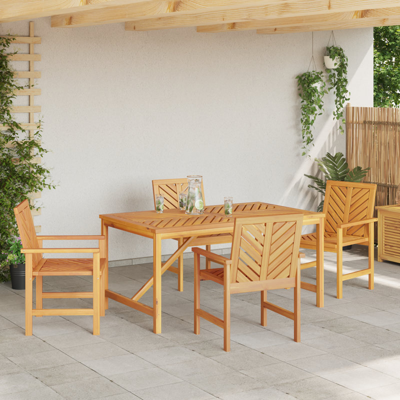 3 - Person Wood Patio Dining Set with Rectangular Table