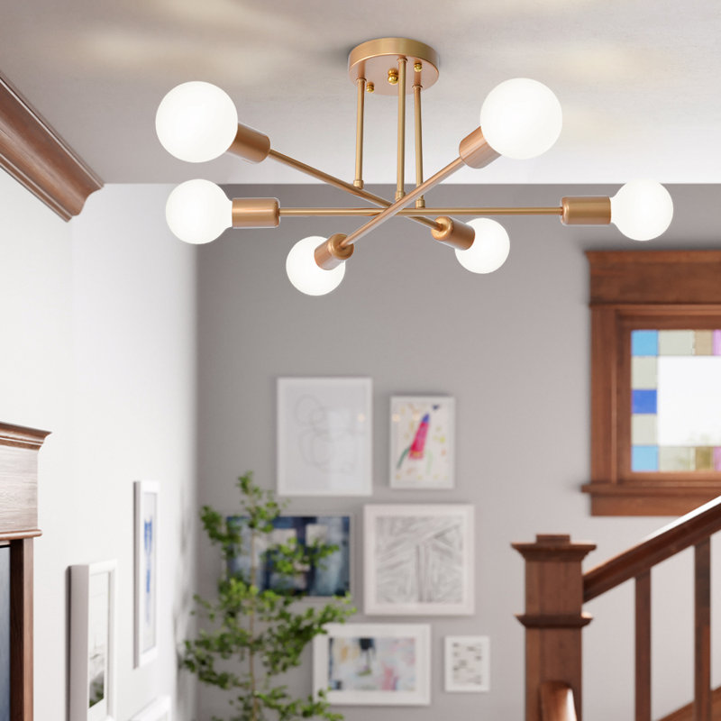 Emaya Semi Flush Mount, Champagne Gold