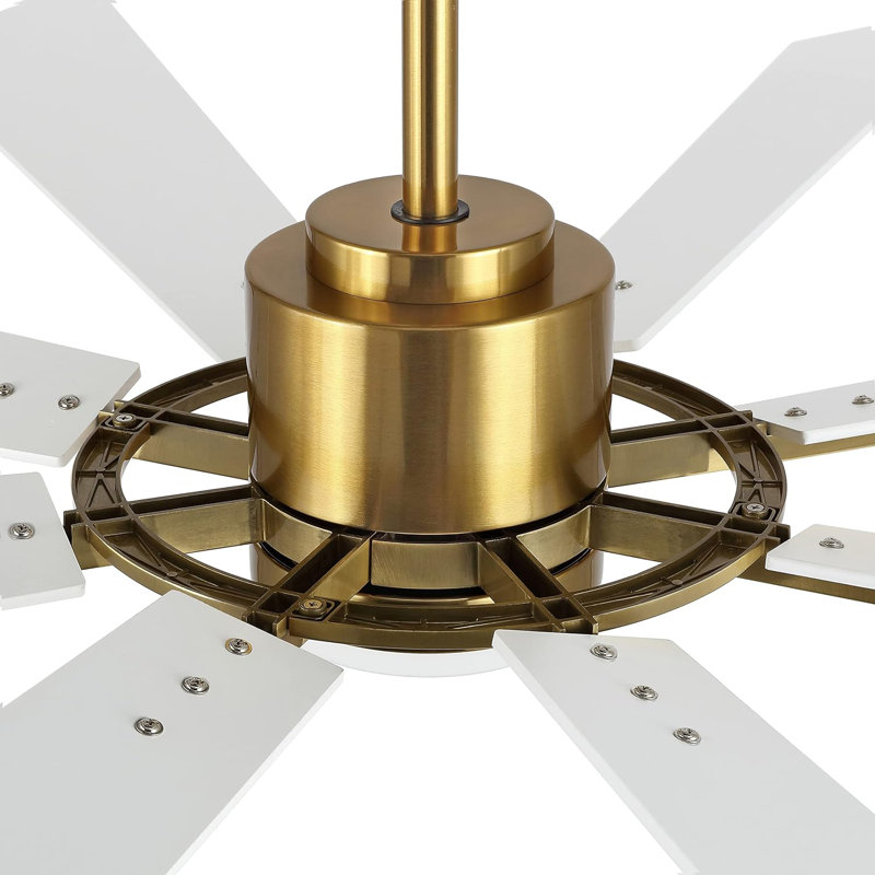 Delontae 60'' Ceiling Fan with LED Lights, Gold with White Blades
