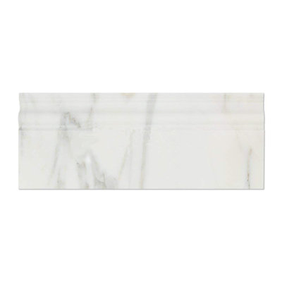 Oriental White 4 3/4" x 12" Marble Look Wall Baseboard