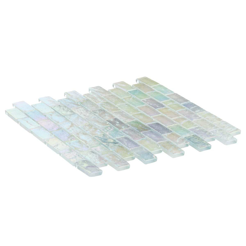 Splash 1X2 Polished Glass Mosaic Tile, Glacier White