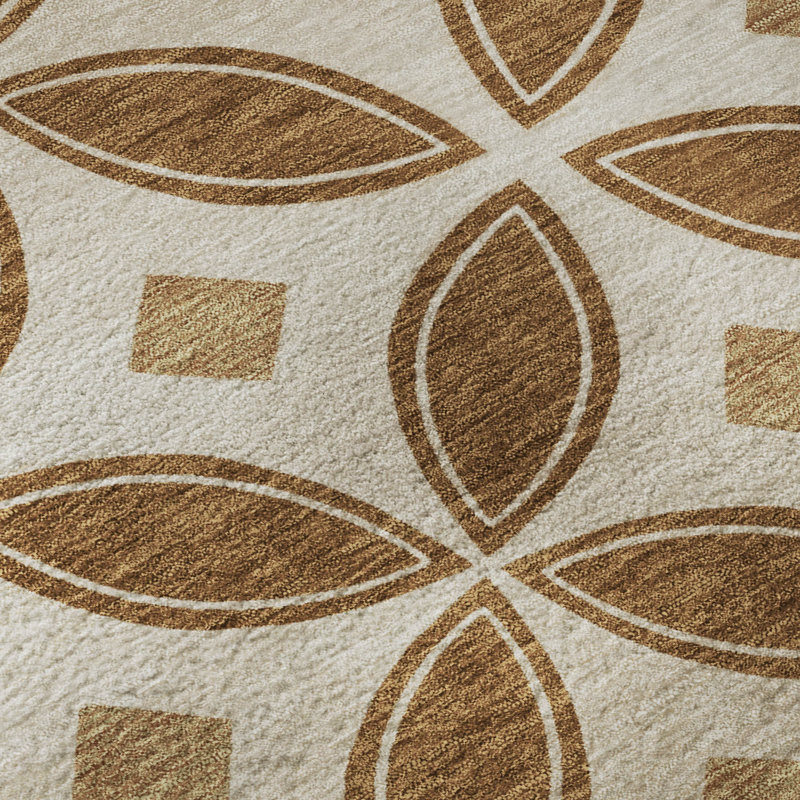 Premium Machine Washable Mayfield AMF2423 Geometric Rug, 2'3" x 7'6" Runner, Paprika