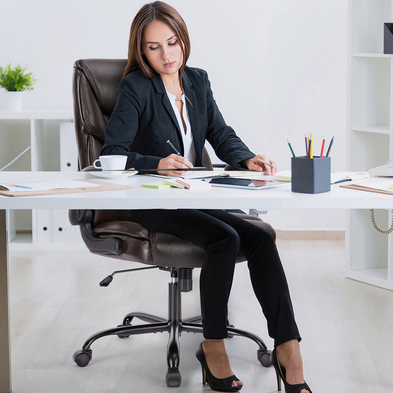 Chaise de bureau avec appui-tête Jamschid, Brun