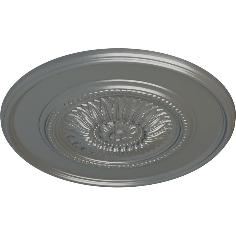 Médaillon de plafond à feuilles d'acanthe Endurathane Attica, diamètre extérieur 53 1/2 po x P 3 1/2 po (convient aux auvents jusqu'à 4 5/8 po), finition craquelée pierre de château peinte à la main