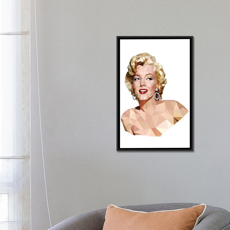 « geometric vector marilyn monroe », impression sur toile, Toile avec cadre noir, Pas de tapis, H 26 po x l 18 po x P 1,5 po