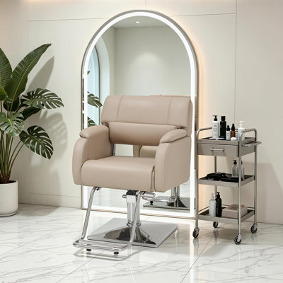 Fauteuil de salon pivotant hydraulique de 19,5 po de largeur, fauteuil de coiffeur réglable en hauteur, similicuir