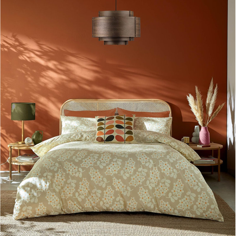 Orla Kiely Wisteria Taupe Duvet Cover Set, Double Duvet Cover + 2 Standard Pillow case