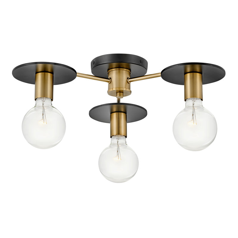 3-Light Two-Tone Semi-Flush Mount Ceiling Fixture