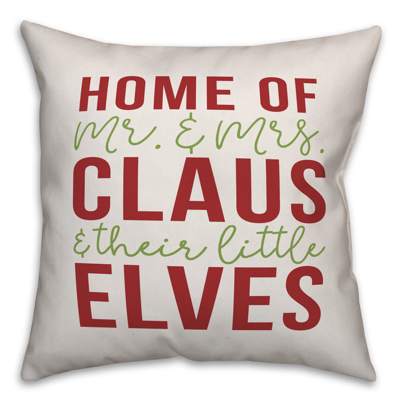  Housse de coussin Home of Mr and Mrs Claus, 16 po x 1 po, Polyester/ Bourre en polyester