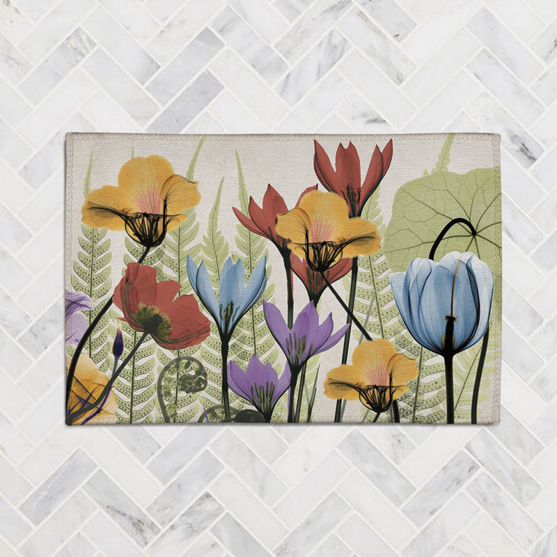 Flourishing Botanicals Chenille Floral Indoor Rug, Rectangle 2' x 3'