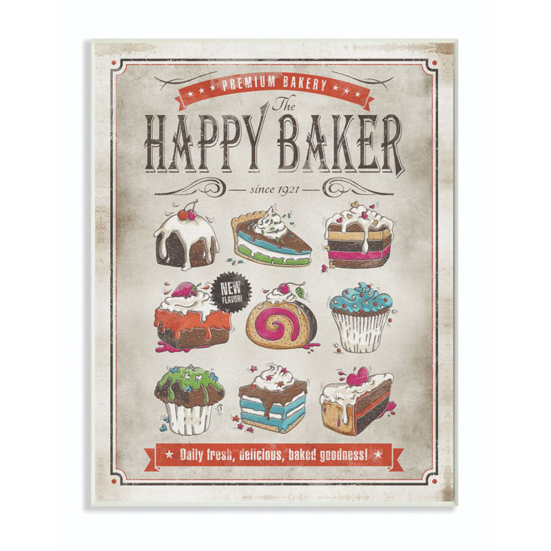 « happy baker rétro design book » par l’ester kay, impression sur toile, Bois, H 19 po x l 13 po x P 0,5 po