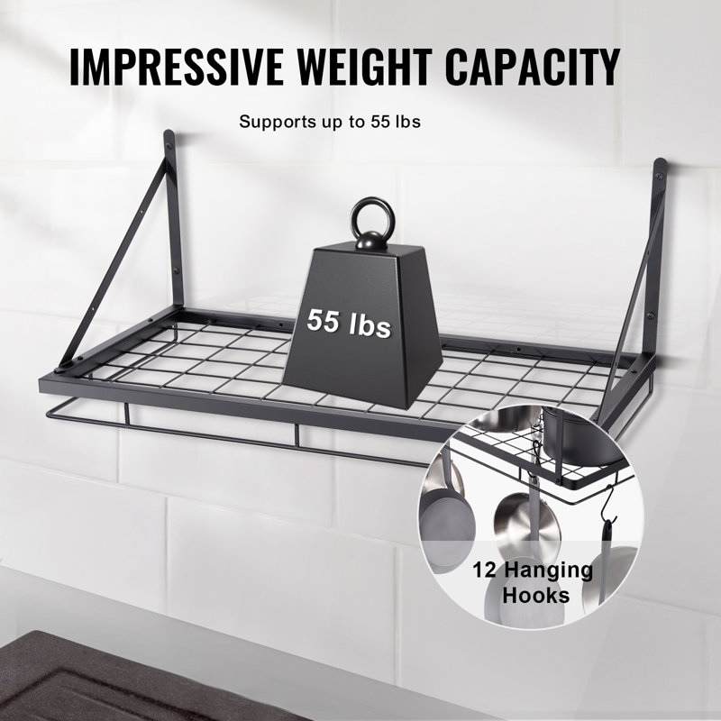 Steel Rectangle Wall Mounted Pot Rack