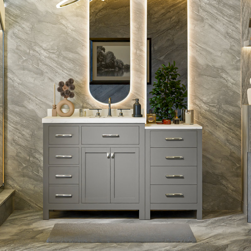 Ensemble de meuble-lavabo simple 57 po Itia, gris, Carrée