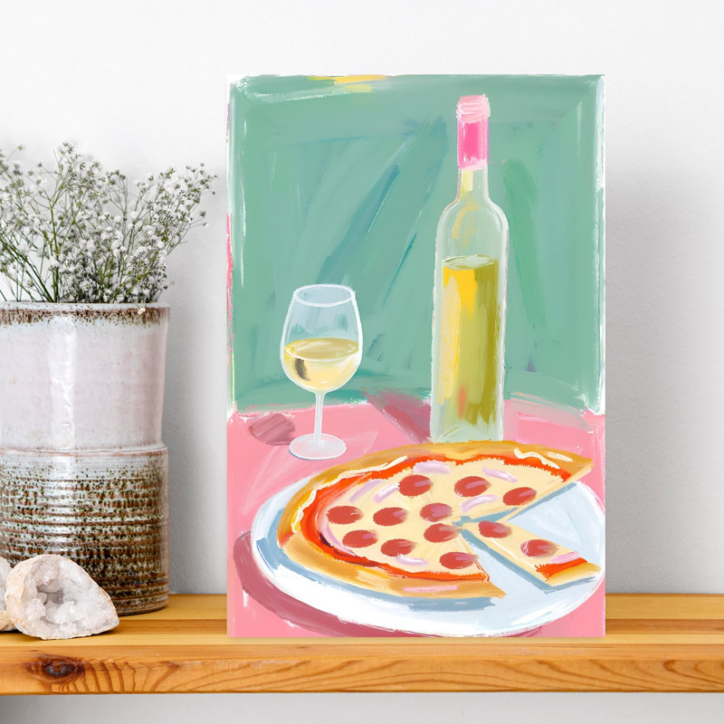 Pepperoni Pizza Wine by Ohkimiko - Wrapped Canvas Print, 45.72 cm H x 30.48 cm W