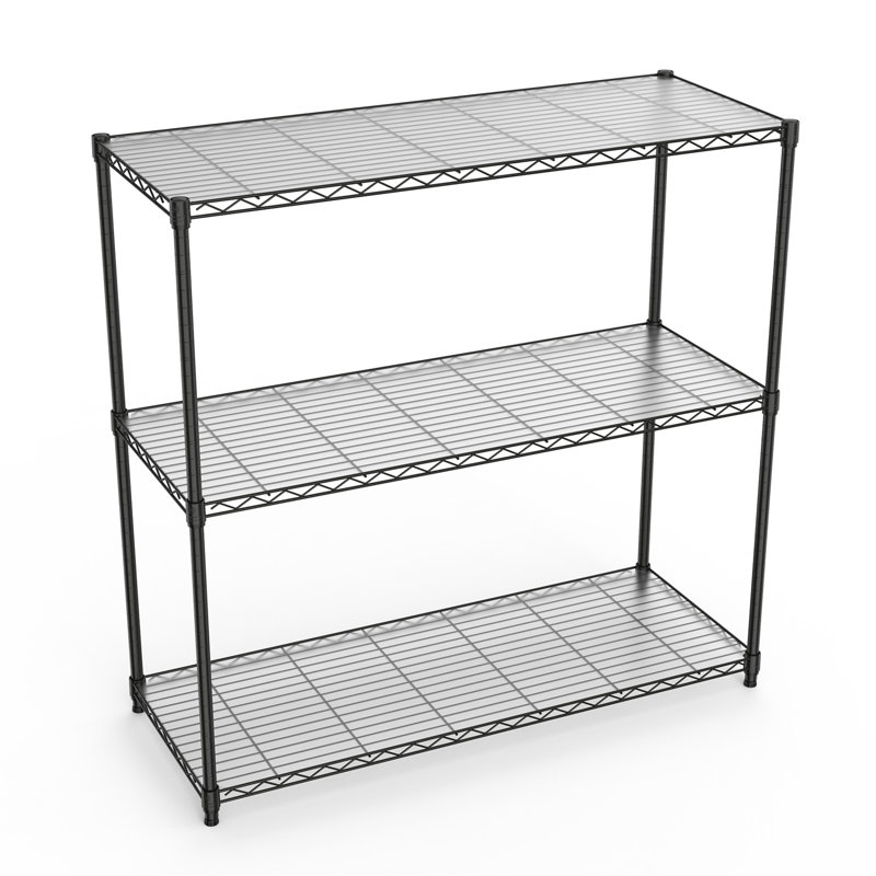 Wire Shelving Unit, (3 Shelves) 47.2"H x 18"W x 48"D, Black