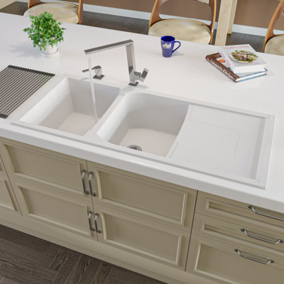 45.69'' L Double Bowl Granite Kitchen Sink