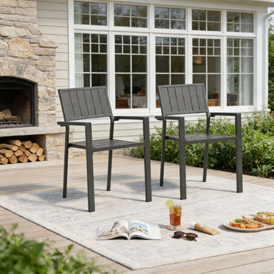 Ensemble de 2 fauteuils de patio en métal pour l'extérieur