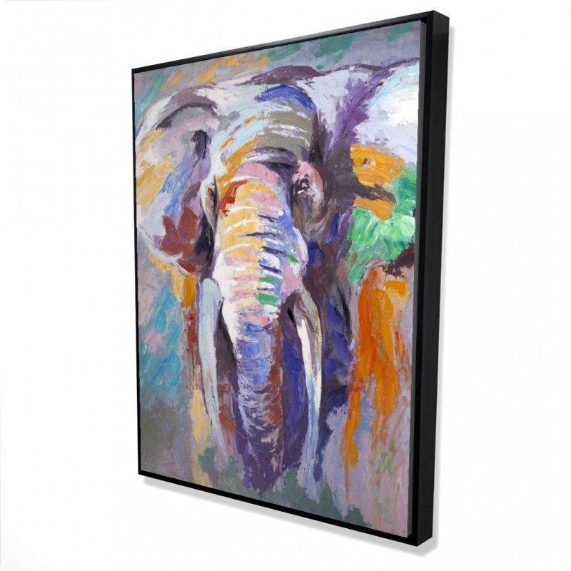 Elephant In Pastel Color Print On Canvas, H 48 po x l 36 po