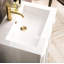 Meuble-lavabo simple blanc brillant 24 po avec base or rayonnante
