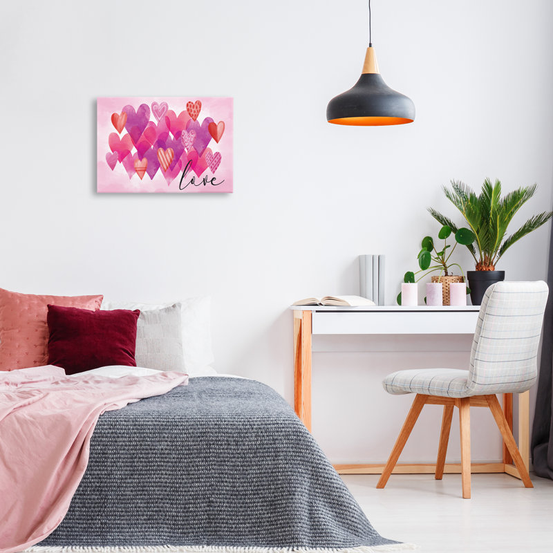 «Love with Layered Hearts», art mural sur toile par Nicole DeCamp, H 16 po x l 24 po