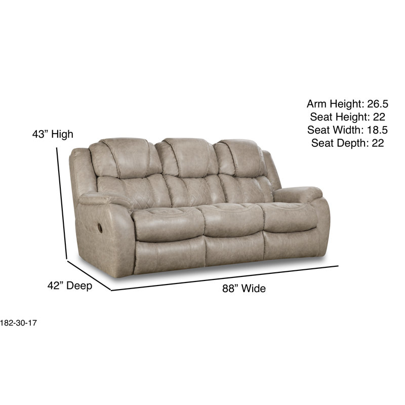 Canapé inclinable avec accoudoirs coussinés 88 po Braniah, Polyester brun