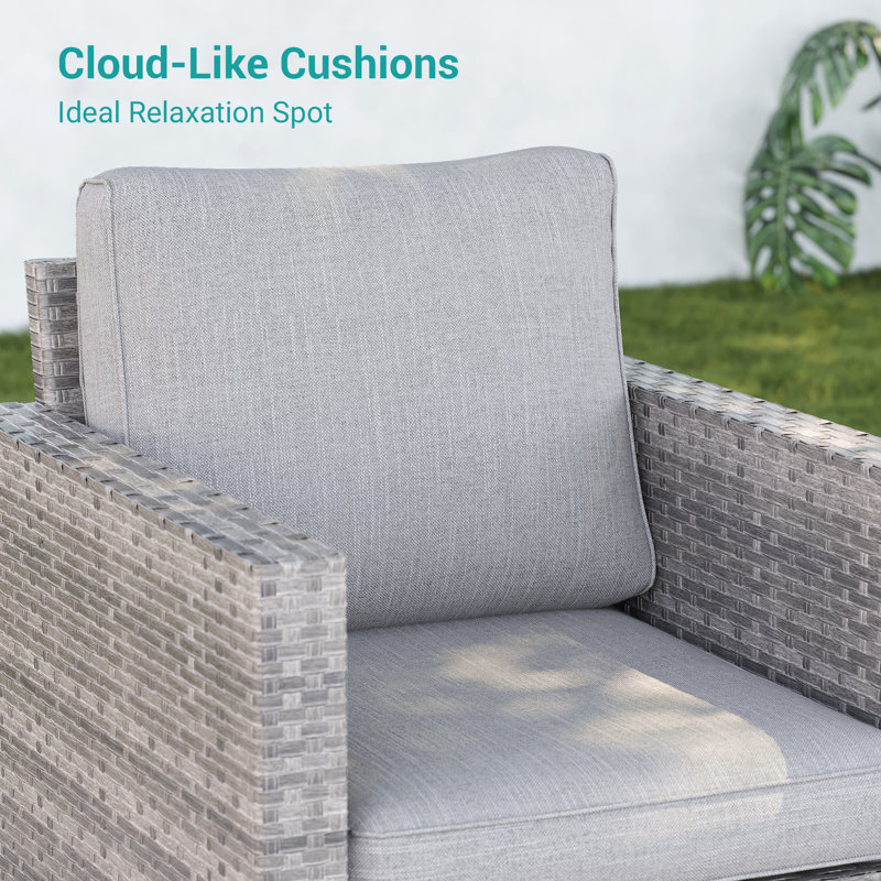 PE Wicker Patio Swivel Chair(Set of 2), Linen Gray Cushion/Gray Frame