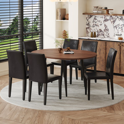 42-54'' Extendable Dining Table Set With Comfortable Upholstered Dining Chairs