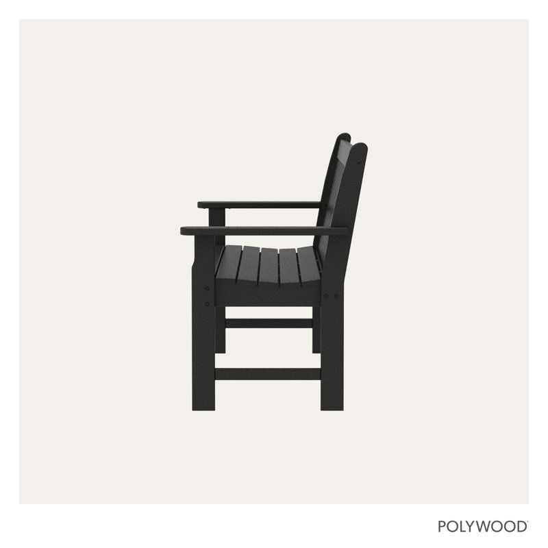 POLYWOOD Vineyard Patio Bench, 35.25" H x 60" W x 24" D, Black
