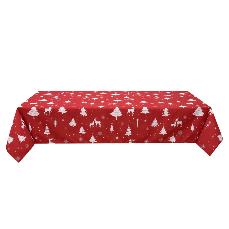 Waterproof Washable Christmas Tablecloth with Deer Pattern | Festive Polyester Cover for Dining Room, Kitchen & Holiday Parties