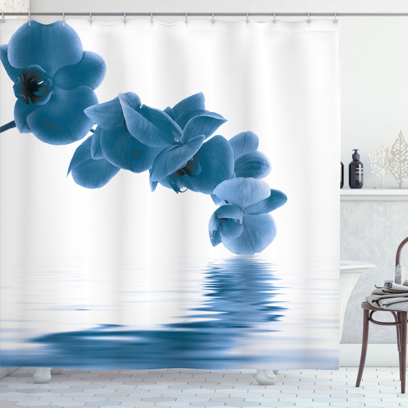  Rideau de douche avec crochets inclus, H 75 po x l 69 po, Bleu mer
