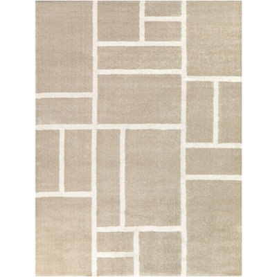 Yetter Beige Modern Geometric Area Rug