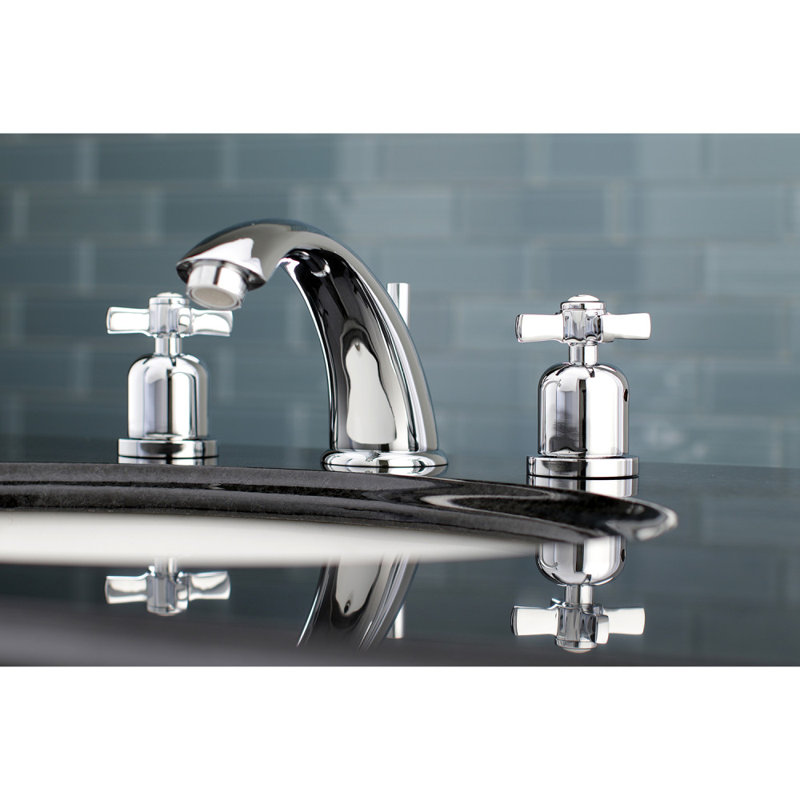 Kingston Brass Millennium Two-Handle 3-Hole Deck Mount Widespread Bathroom Faucet with Retail Pop-Up Drain, Polished Chrome