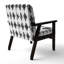 Chaise rembourrée moderne avec accoudoirs noirs et blancs Ikat-281348434