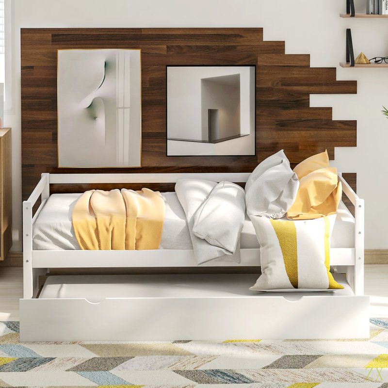 Daybed With Trundle Frame Set, Twin Size, White