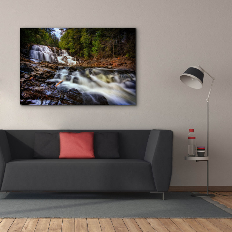 «Houston Brook Falls» par Rick Berk, art mural sur toile, H 40 po x l 60 po x P 1,5 po