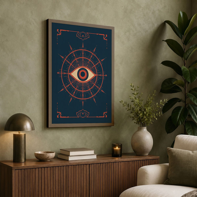 Mystical Eye Art Deco - Wrapped Canvas, 24x16 - 61.0 x 40.6 cm, Cream Border