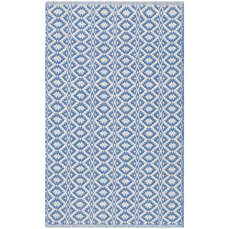 Barkeley Hand Woven Cotton Geometric Rug, Rectangle 5' x 7'