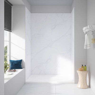 Arroyo Alcove Shower Walls 60 in. x 36 in. 80 in. in Marble