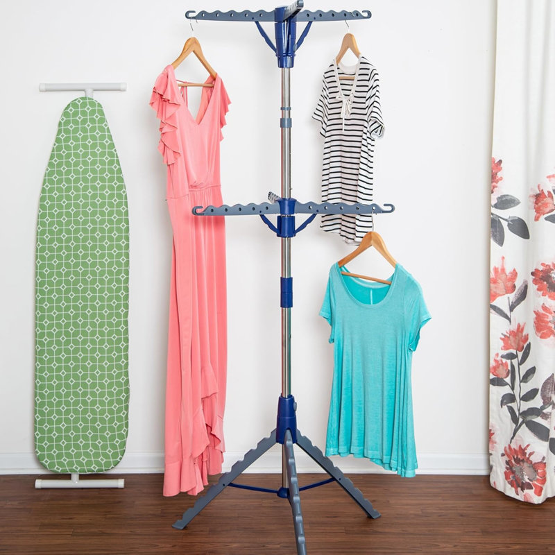 Séchoir à trépied pliable à 2 niveaux - Support pliable pour vêtements, vêtements et vêtements